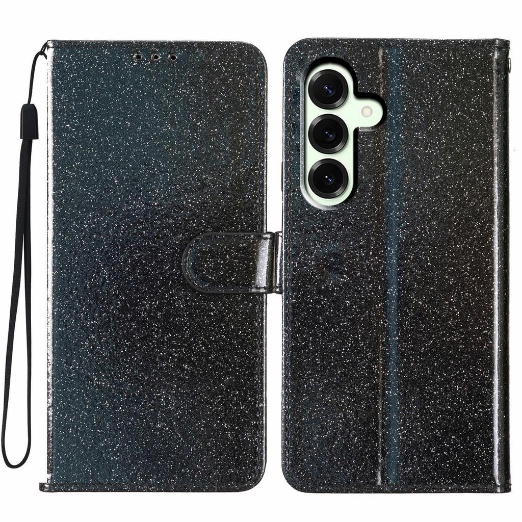 For Samsung Galaxy A17 Wallet Case Glitter Anti-Scratch Leather Stand Phone Cover with Strap