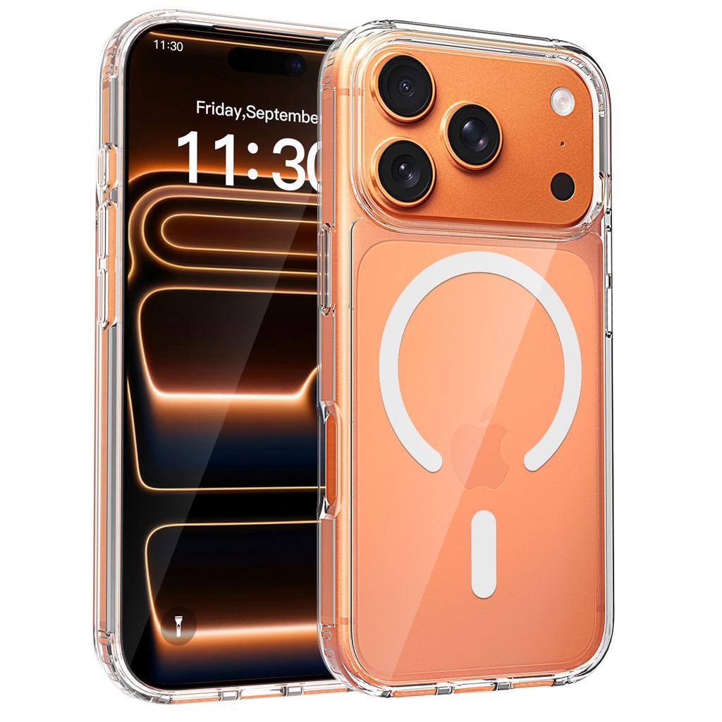 Stall Huaqiangbei Is Suitable for iPhone17 Transparent Magnetic Mobile Phone Case, Apple N52MagSafe Protective Case Wholesale.