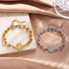 Trendy Gift Saint Benedict Cross Religious Electroplated Stainless Steel U-shaped Horseshoe Buckle Adjustable Bracelet