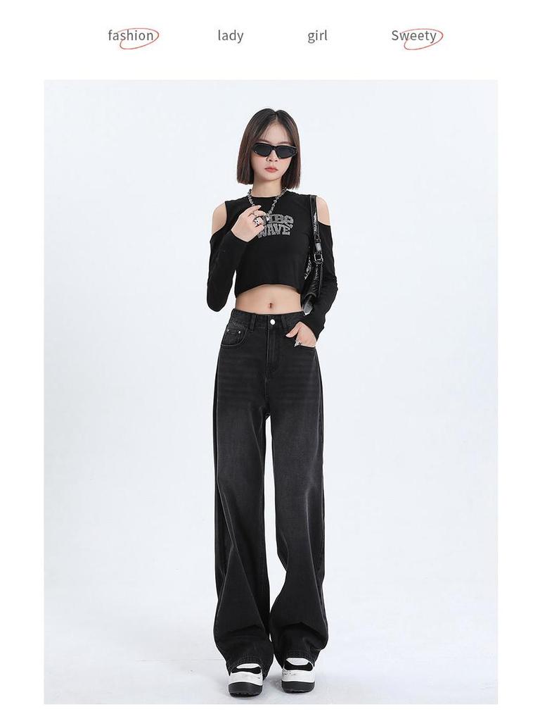 Autumn/Winter 2025 Women’s Fleece Jeans: Loose, High-Waisted, Wide-Leg, Floor-Length, Retro Slimming Pants