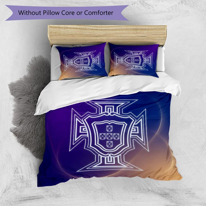 Portugal Football Printed Bedding 3 Piece Set Cozy Breathable Bed Cover Set As Housewarming Holiday Gift