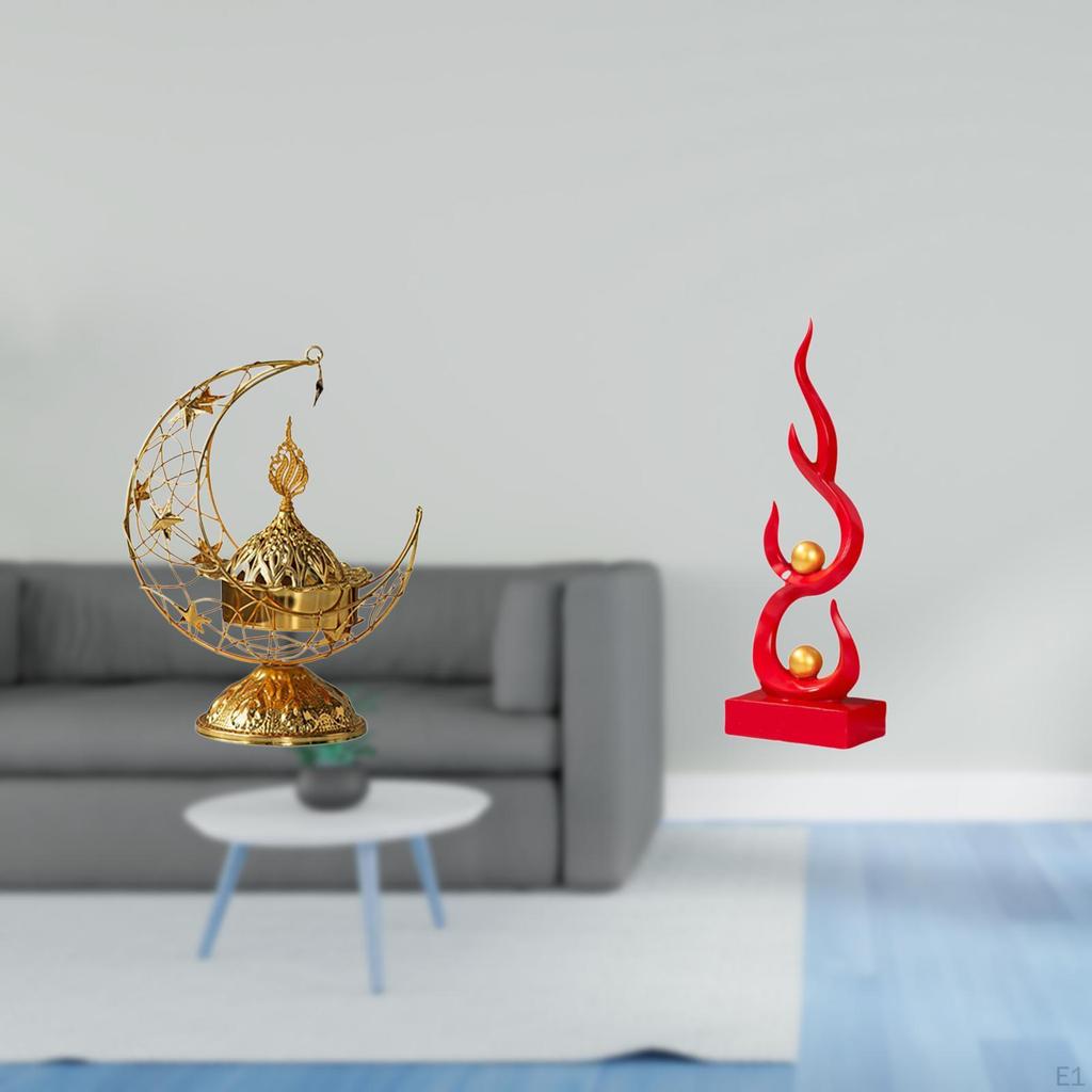 Antique Candle Stand And Resin Flame Figurine Decorative Burner Modern Fire Sculpture for Living