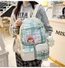 Five-piece Bag Girl Student Plaid Backpack For Junior High School Students