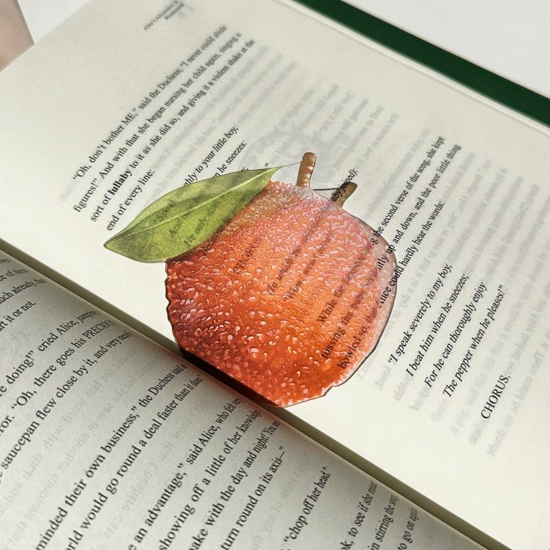 Marque-page en acrylique en forme de fruit Pomme Raisin Simulation Marque-page de lecture transparent Papeterie d'apprentissage Jouet pour enfants Cadeau