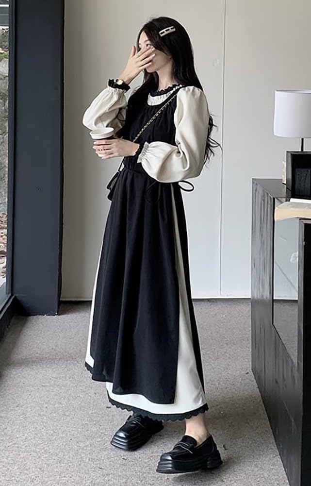 Chubikime Layered Dress Long Soft and Plus Perfect for and Spring Women's 2-Piece Set, Sleeves, Thick, Warm, A-Line, Stylish, Casual, Formal, Sizes,