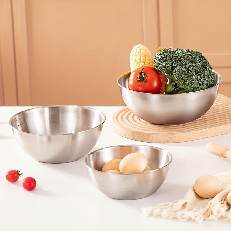 3pcs Stainless Steel Mixing Bowl Set, Used for Cooking, Baking, and Serving, Kitchen/mixing Bowl, Measuring Cup for Baking