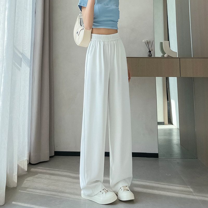 Plus-Size Ice Silk Wide-Leg Black Suit Pants for Women, Summer Thin Style, 2026 New Model, Slimming and Drapey Casual Pants