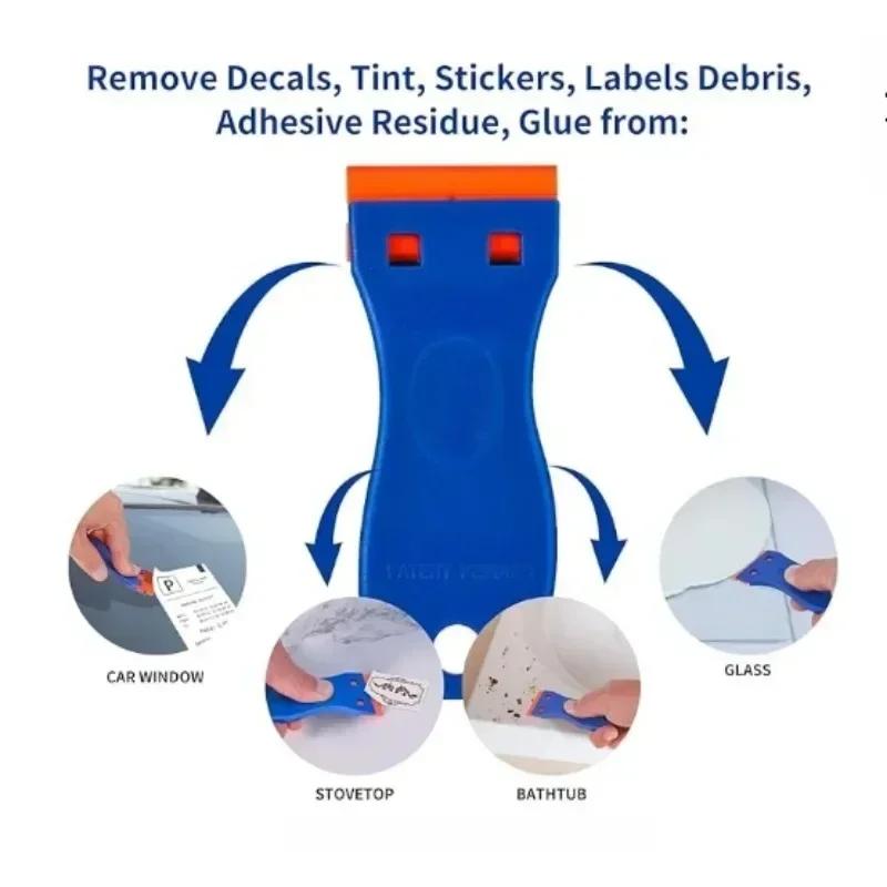 1set of multi-functional cleaning scrapers for car window glass, car self-adhesive scrapers, and label cleaning tools
