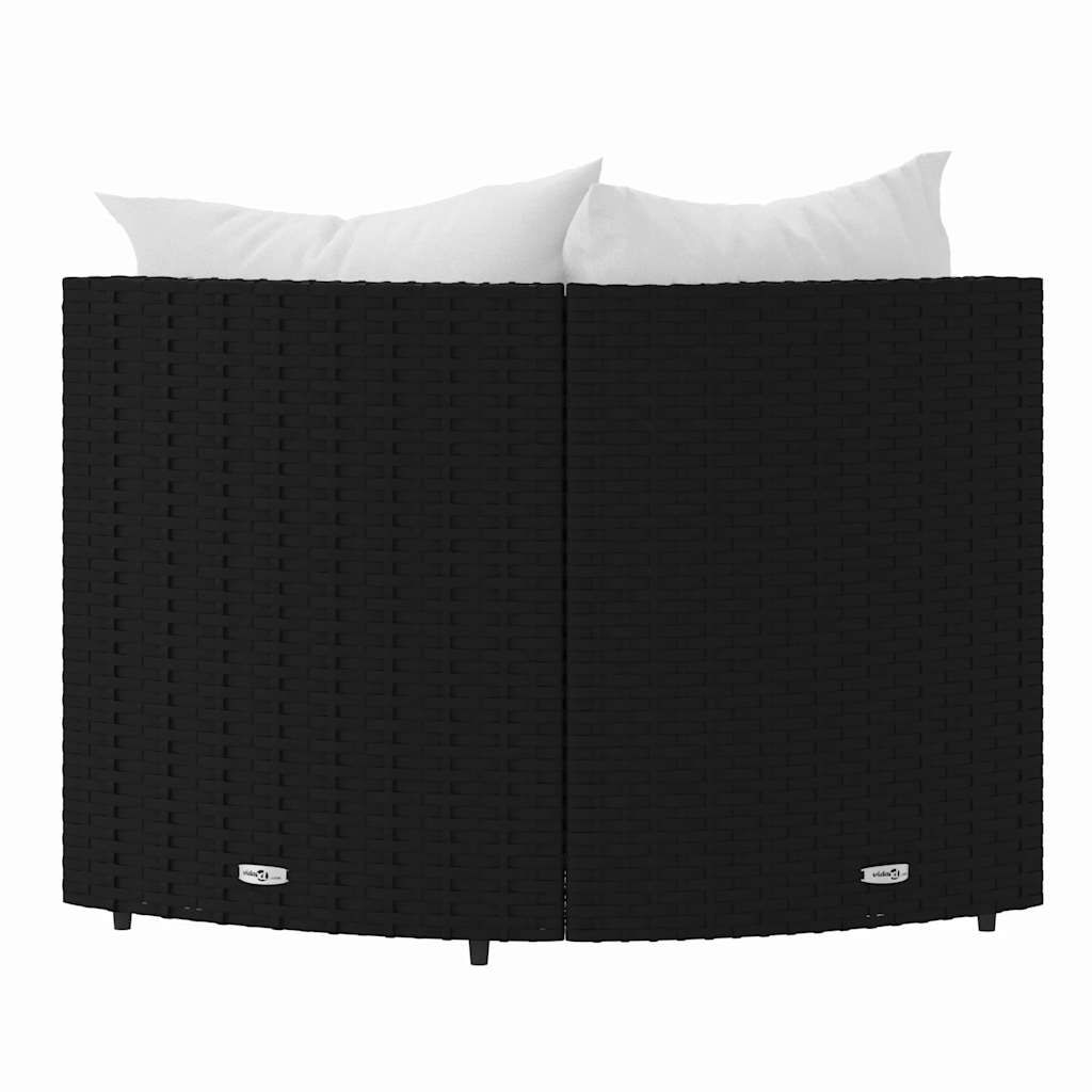 vidaXL Garden Corner Sofas with Cushions 2 Pcs. Black Poly Rattan