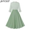 BITCED Abito Elegante Vintage da Donna con Vita Sagomata, Manica a Tre Quarti e Gonna Ampia