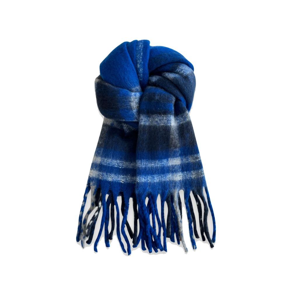Plush Plaid Wool Scarf Tassel Cape Wraps Warm Winter Cashmere Scarves  Student
