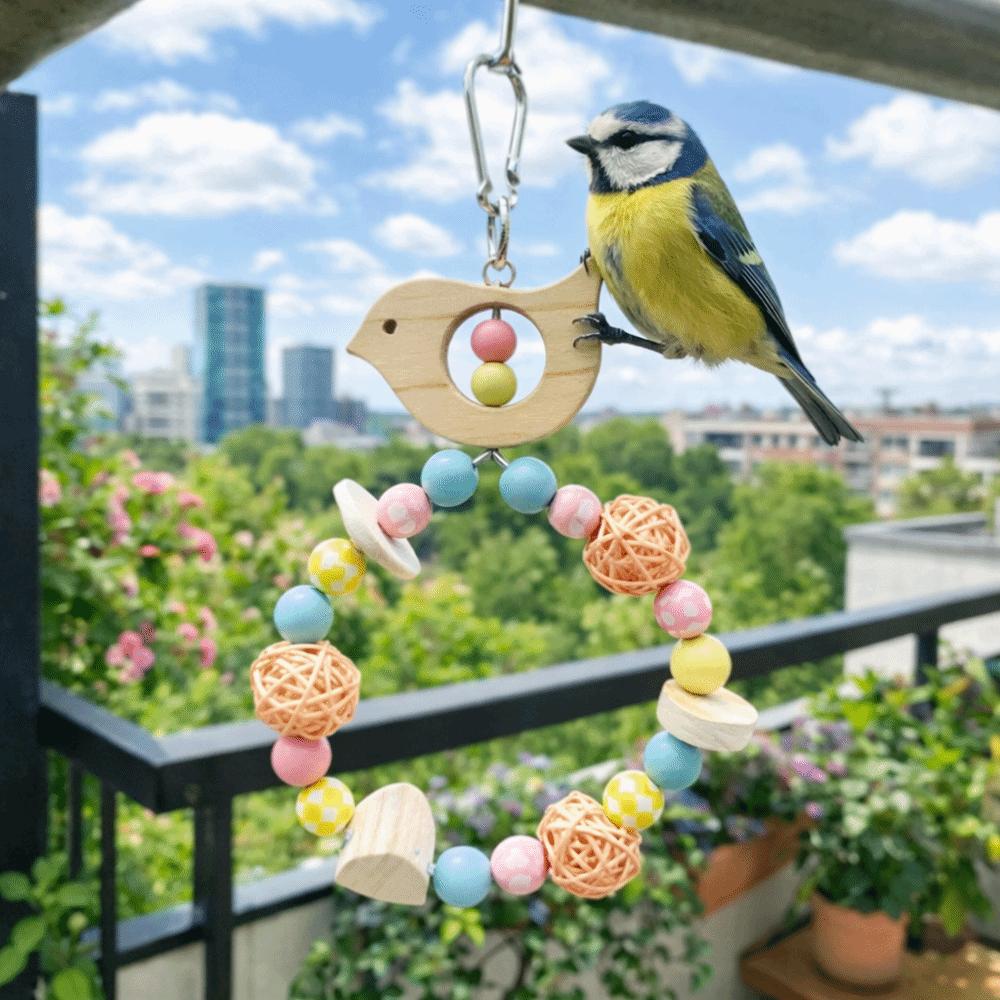 Hanging Bird Swing Toy Wooden Bird Climbing Stand Grinding Claws Chewing Perch  Training Purpose