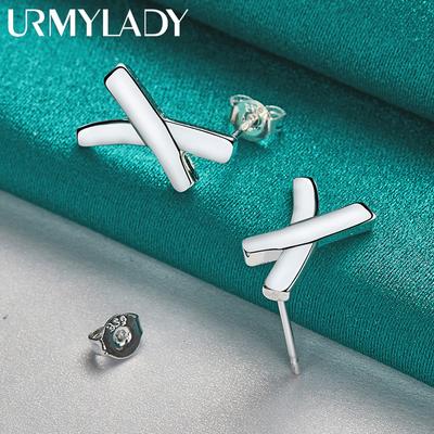 URMYLADY 925 Sterlinghõbe X Ristiga Naastkõrvarõngad Naistele Mood Pulmad Kihlumine Amulett Ehted