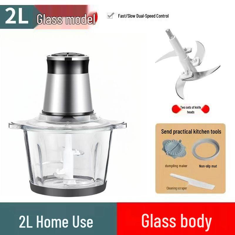 Stainless Steel Electric Meat Grinder & Multi-function Food Processor with Dough Kneading, Garlic Paste, and Vegetable Shredder