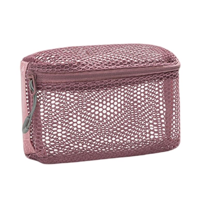 

Portable Makeup Bag Travel Cosmetic Bag Mesh Wash Bag Toiletry Bag Clear Cosmetic Organisers Bag Lipstick Storage Pouch small розовый