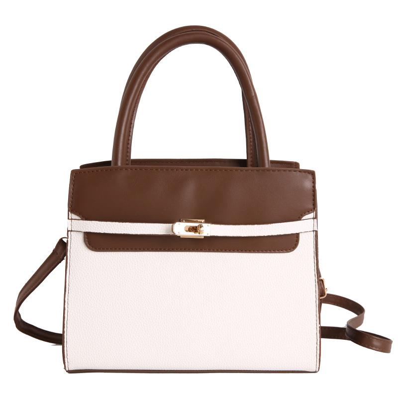 Bolsos de mujer extranjeros, elegantes y sencillos, portátiles, bandoleras cruzadas casuales de gran capacidad, versátiles, bolsos de empalme de contraste de color de alta gama
