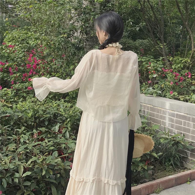 Chiffon Sun Protection Cardigan with Camisole - Long Sleeve Fairy Shawl