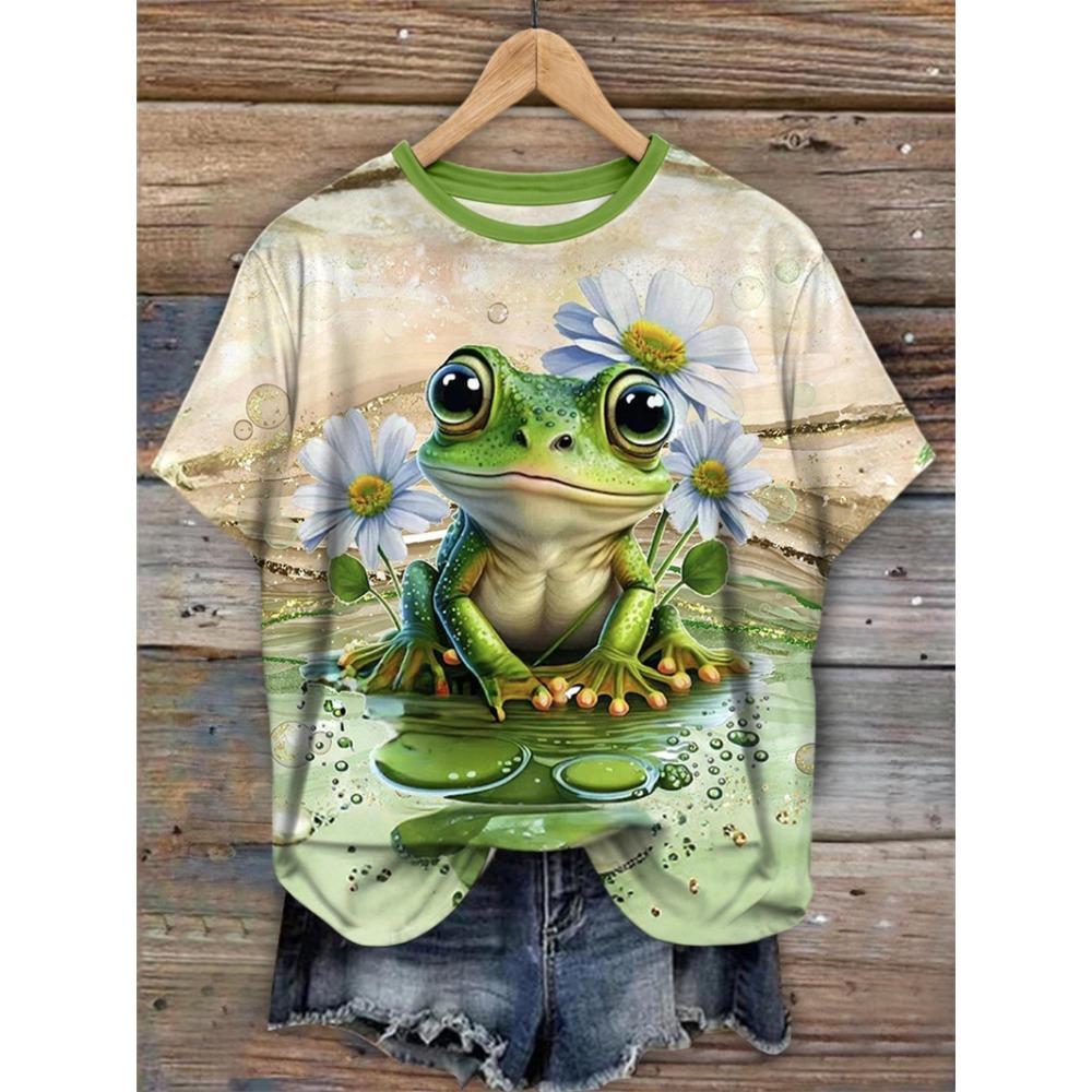 Plus Size 3D Printing Kawaii Cat T-shirt Women's Animal Graphics Casual Short-sleeved T-shirt Top O-neck T-shirt Beautiful Women's Clothing