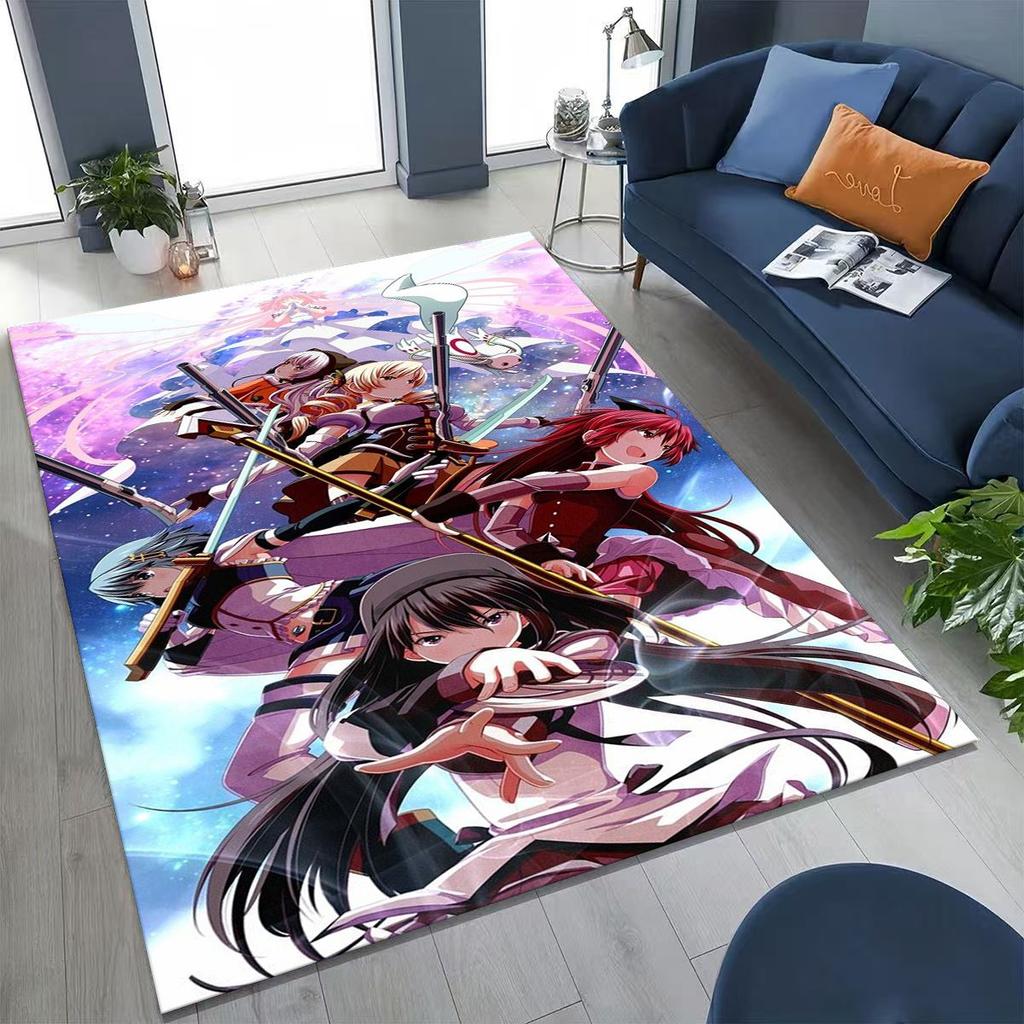 Cartoon Puella Magi Madoka Magica Girl Anime Rug for Bedroom Living Room Sofa Home Doormat Decor,Large Kids Non-slip Floor Mat