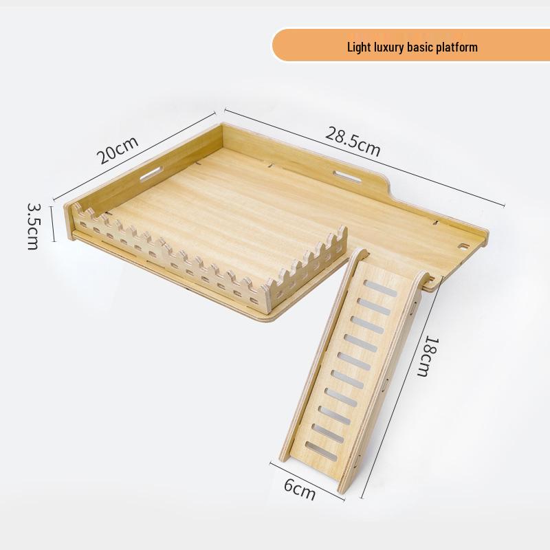 Two-Story Luxury Hamster Villa with Wood Partition, Stairs, and Platform