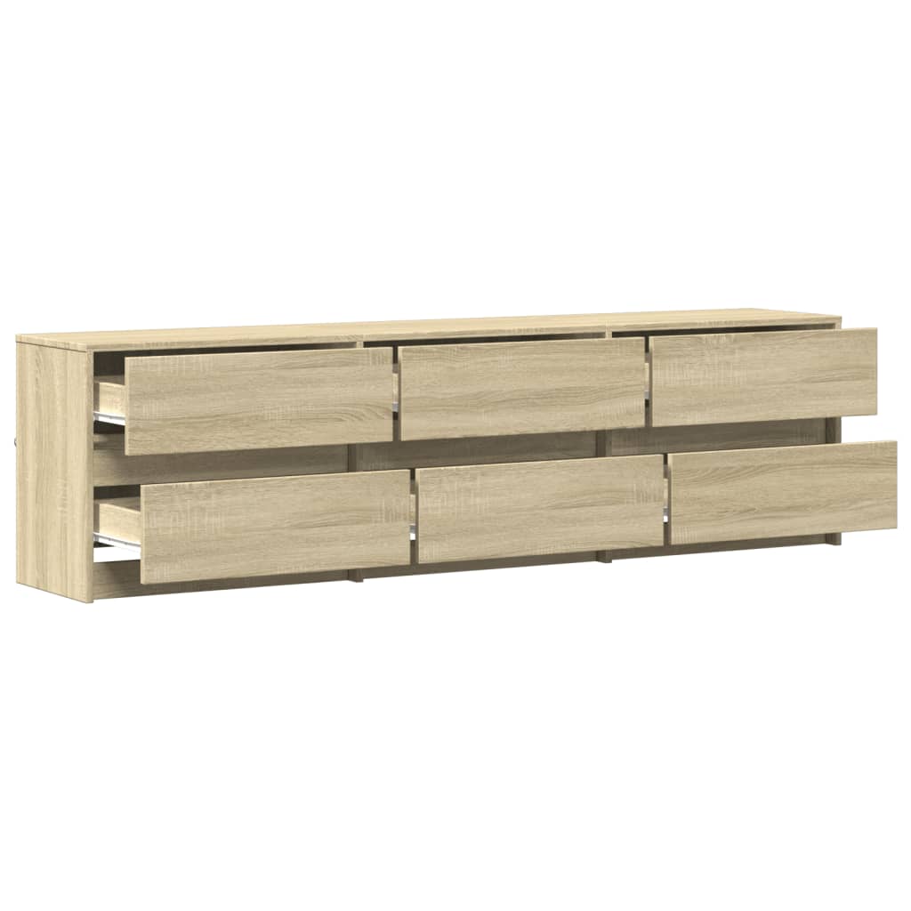 TV Cabinet with LED Lighting Sonoma Oak 180 X 34 X 50 Cm