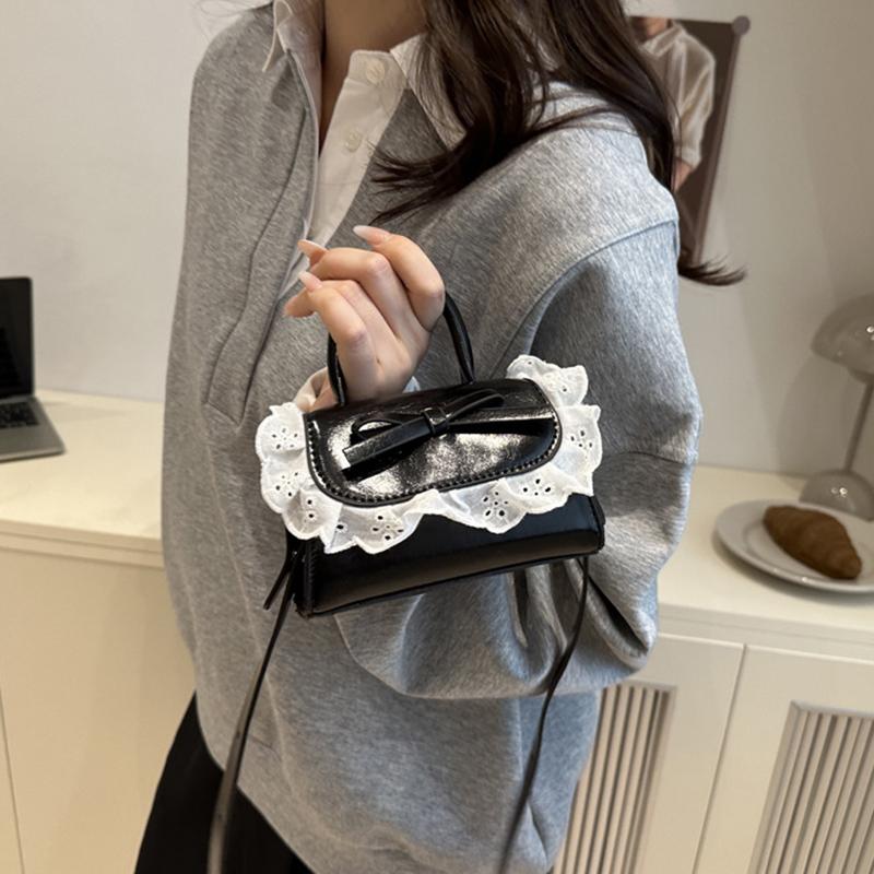 Süße Schleife Spitze Damen PU Umhängetaschen Leichte Tragbare Damen Handtaschen Lippenstift Tasche Lässige Mädchen Crossbody Tasche Clutch KTB