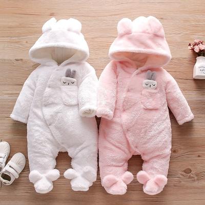 Autumn and Winter Baby Plush Climbing Clothes Baby Warm and Thick Cartoon Dog Rabbit Cute Cotton Clothes for 0-2 Years