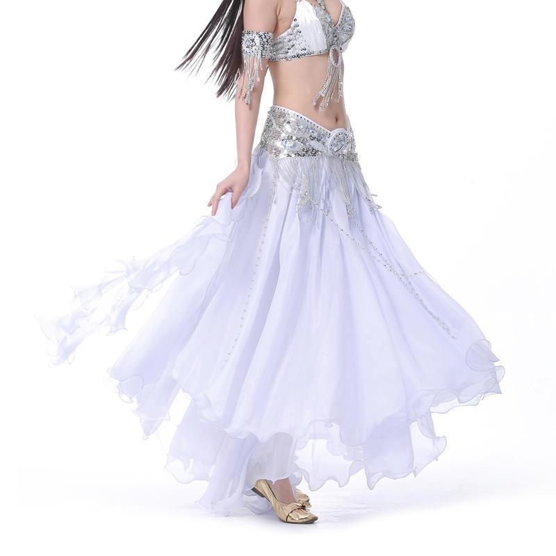 Saias Multicores de Dança do Ventre Orientais Dupla Fenda Alta Saia de Fantasia de Dança do Ventre Para Mulheres Saia Longa de Dança do Ventre Sem Cinto