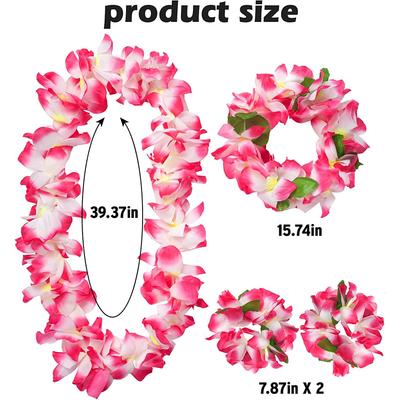 4 Pièces/set Guirlandes de Fleurs Hawaïennes Bracelets Pour Luau Fête d'Anniversaire Tropicale d'Été Décoration Couronne de Fleurs Artificielles Collier