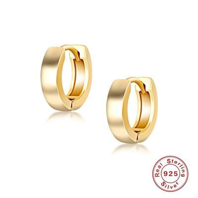 Real 925 Silver Ear Rings for Women Minimalist Glossy Hoop Earrings Office Ladies Fashion Jewelry Boucle Oreille Femme