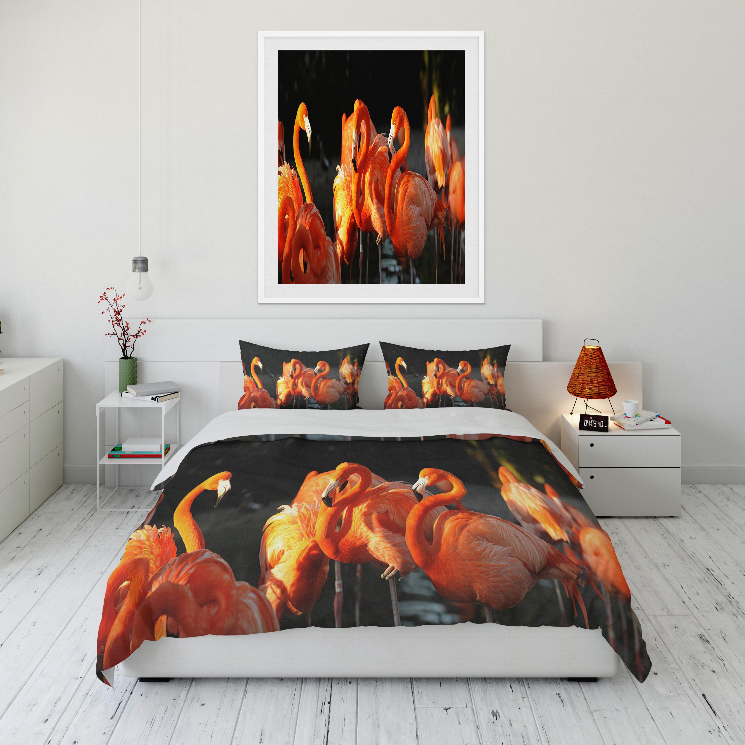 

Flamingo Cartoon Cute Bear Kawaii Christmas Gift King Size Double Bed Set Microfiber Or Polyester Duvet Cover Set EU single(135x200cm)