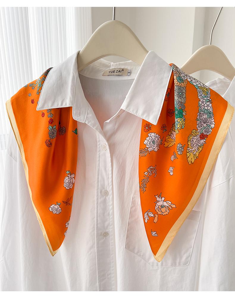 Women 100 Percent Mulberry Silk Multifunctional Square Neck Scarf For Spring Summer
