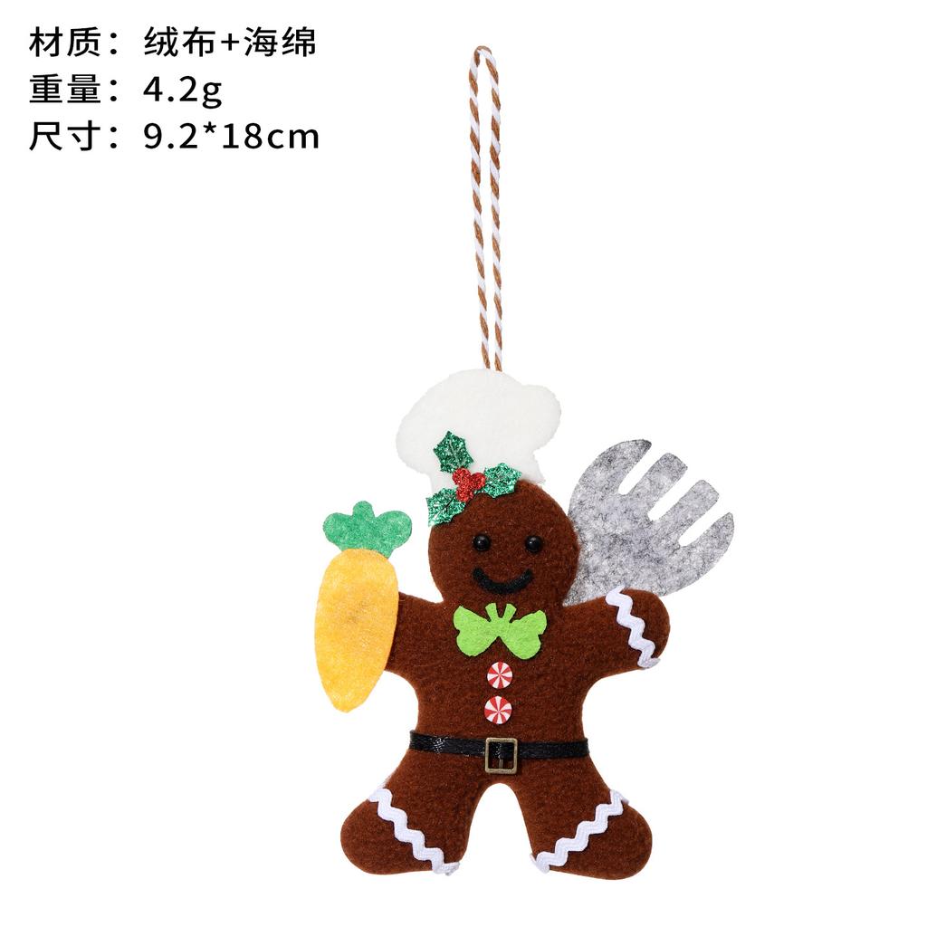 Cross Border Gingerbread Man Christmas Pendant Christmas Tree Decoration Scene Arrangement Props Plush Chef Gingerbread Man