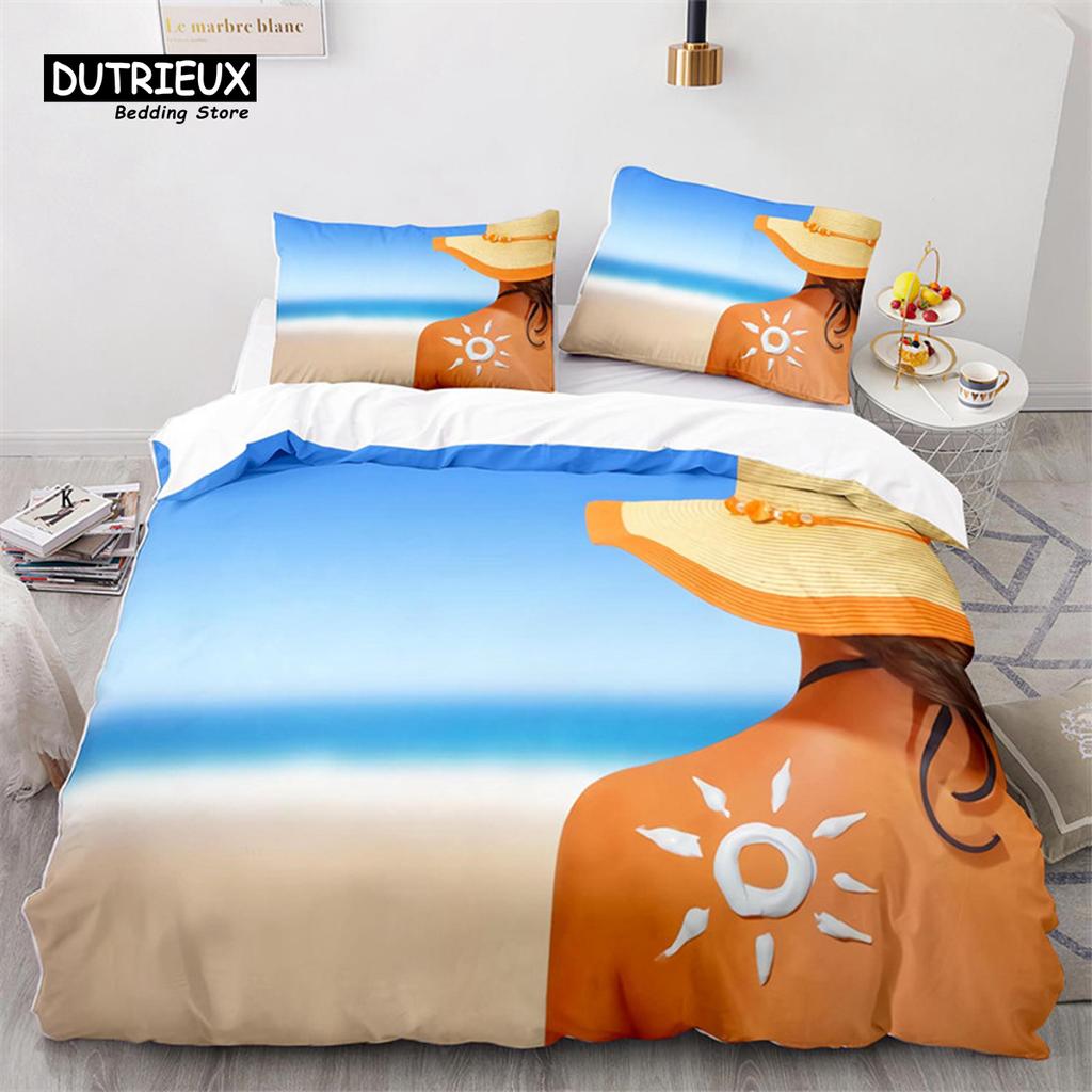 Ensemble de Literie Bikini Beach Fille Fesses Sexy Housse de Couette Microfibre Vacances à Hawaï Paysage Housse de Couette King Twin Pour Garçon Fille