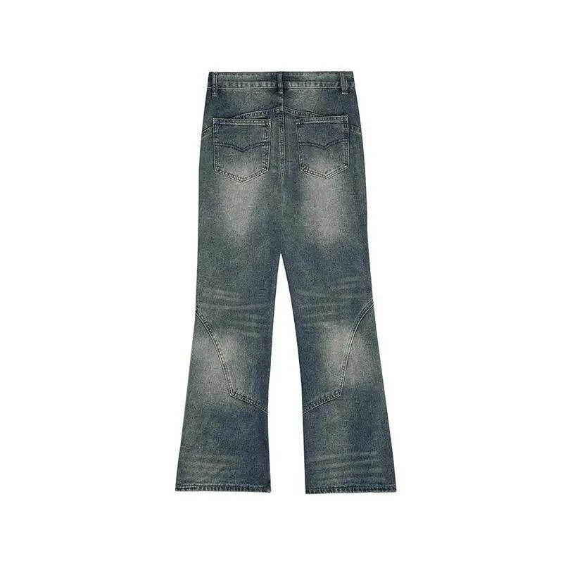 American Retro Micro Flared Women Jeans In High Street Gothic Split Design for Men and Women Pants High Waisted Jeans