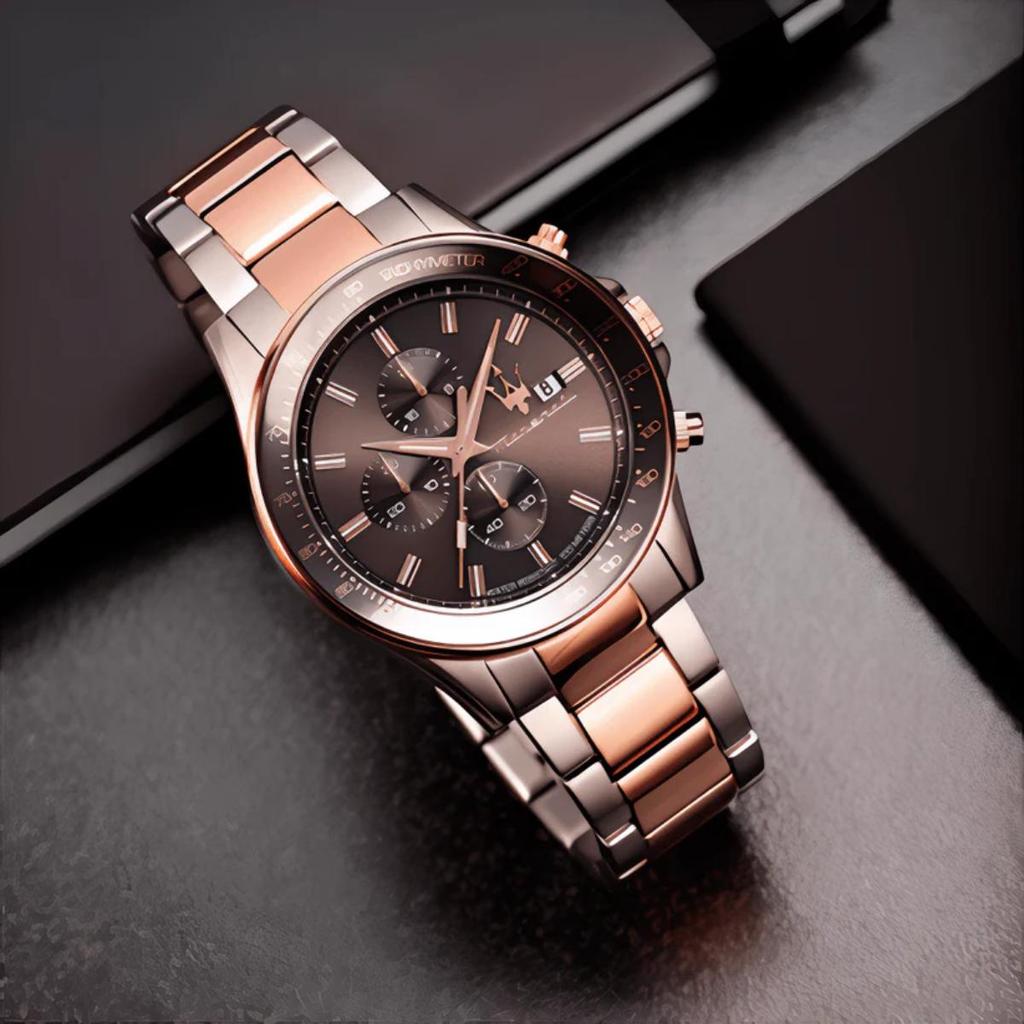 Maserati R8873640014 Sfida Chronograf Dvoubarevné Pánské Hodinky s Černým Ciferníkem