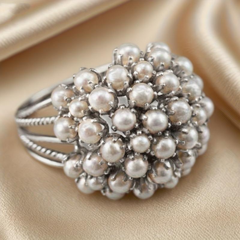 Fashion Unique Imitation Pearl Rings Elegant Flower Rings for Women Banquet Wedding Rings Anniversary Ring Jewelry Gift