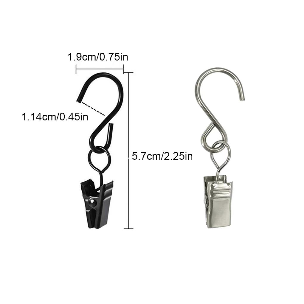 50X Shower Curtain Hooks Hangers Clip Rings Spring Clamps Peg Pin Convenient Home Hotel Window Accessories Replacement