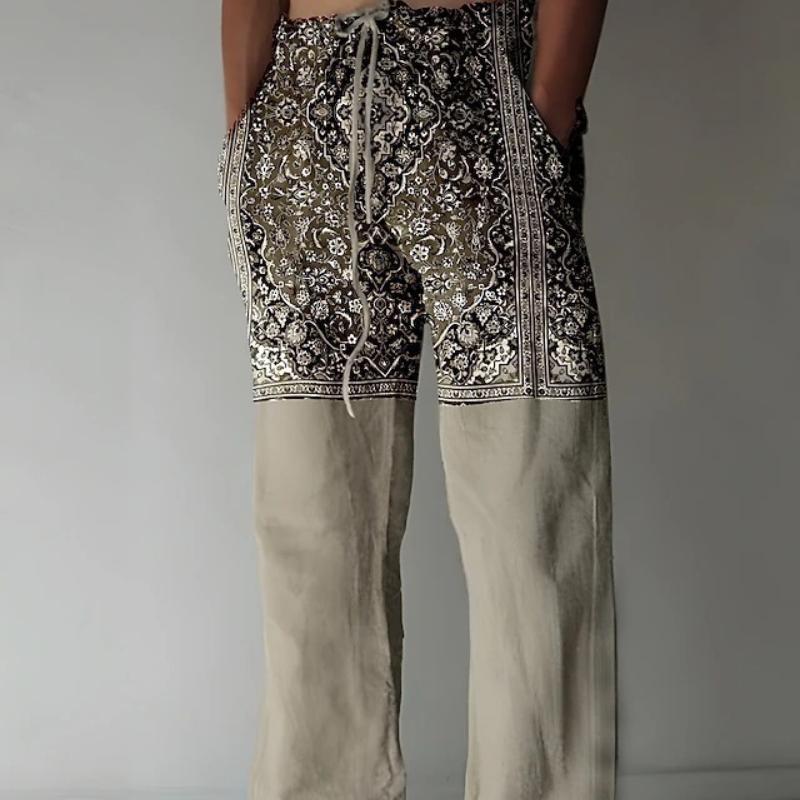 Men's Fashion Straight Leg Pants 3D Printed Drawstring Design Front Pocket Trousers Casual Everyday Printed Lounge Pants