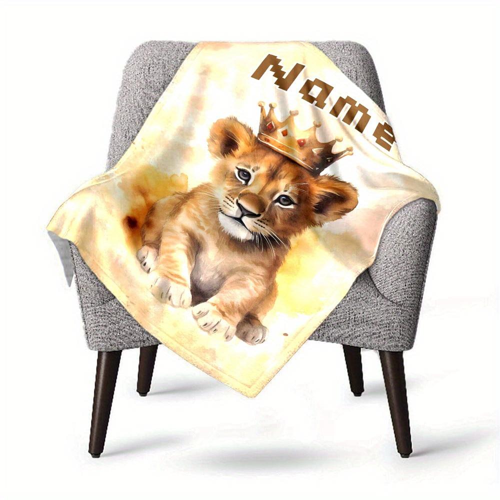 Lion Cub With Crown Home Customization Blanket Soft Comfortable Lightweight Multipurpose Blanket For Picnics Sofas Offices Beds Living Rooms Perfect