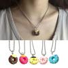 Sweet Cool Acrylic Mini Donuts Pendant Necklace Funny Choker Metal Bead Chain Charm Necklace Neck Chain Fashion Jewelry