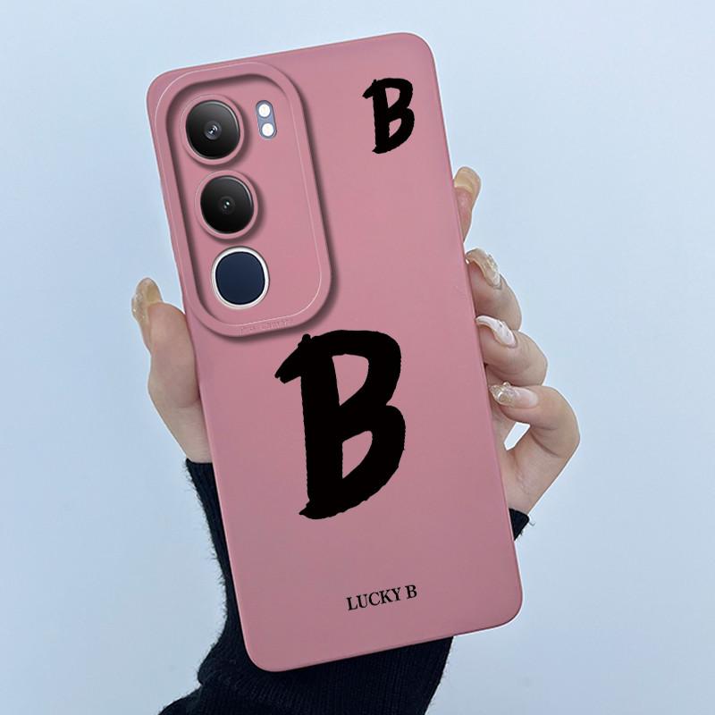 For Vivo Y19s V2149 Cover Case Lucky Initial Letter Couple Silicone Soft Matte Phone Bumper for Vivo Y19s 4G Y29 5G Casing