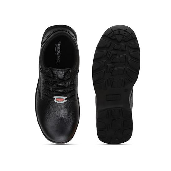 Liberty Freedom Shakti-CT Lacing Hard Toe Safety Shoes for Men | PU Sole | Drymill Leather Outsole| Water Resistance | Shock Absorber (Black - 5 UK)