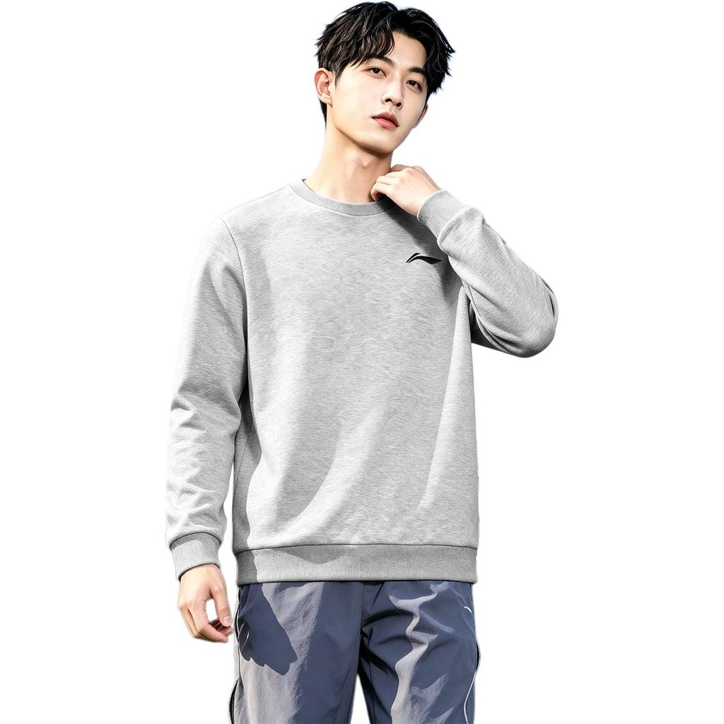 Li-Ning Fashionable Versatile Ribbed Cuff Crew Neck Hoodless Sweatshirt Men tops AWKNW61-2