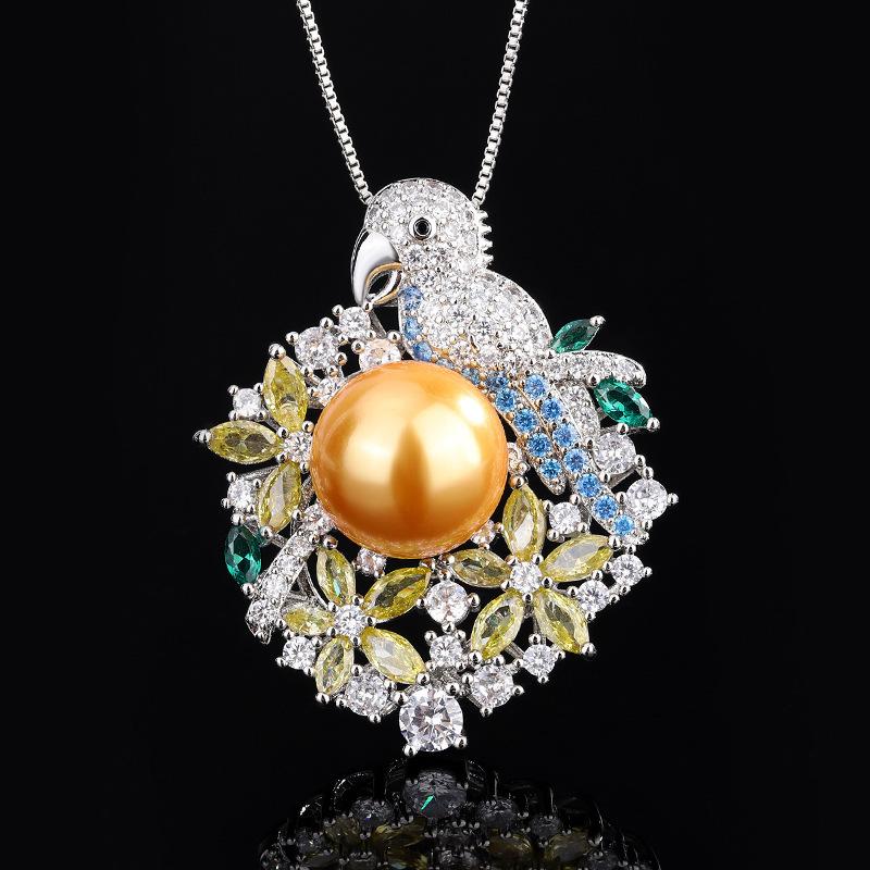 

Ожерелье из жемчуга Fritillary, ожерелье из серебра 925 пробы «Какаду», легкая роскошная винтажная подвеска из циркония, мода