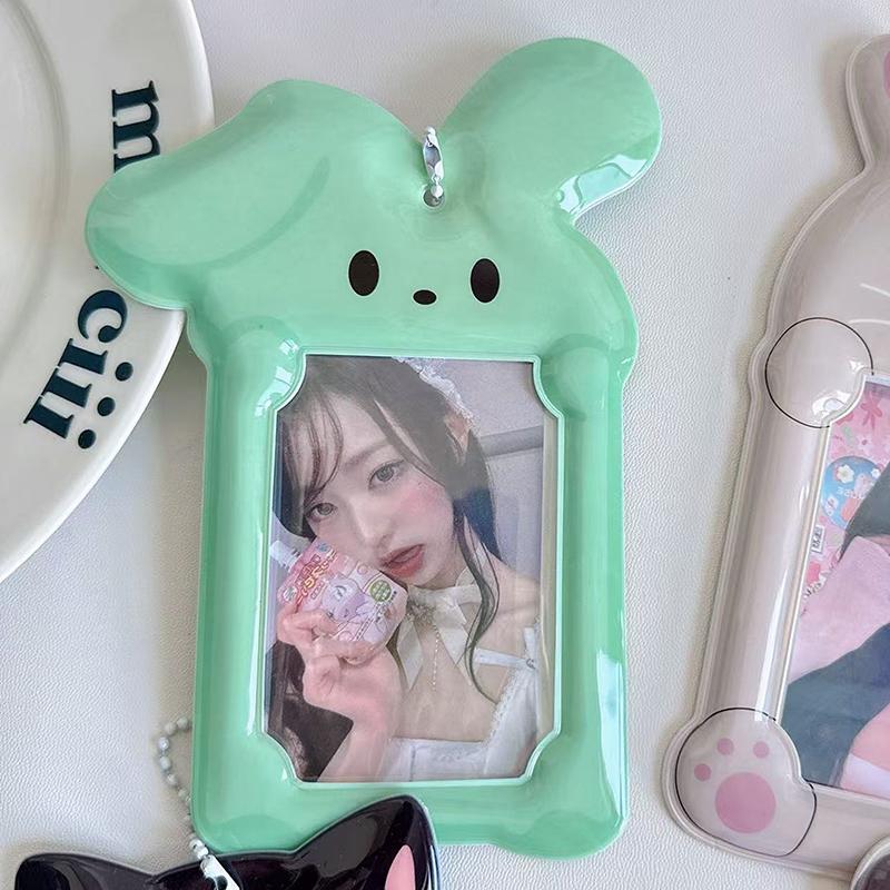 Portafototessere in PVC Coreano con Portachiavi Porta Fototessere Y2K Portachiavi con Ciondolo Kpop Animale Cartone Animato Carino