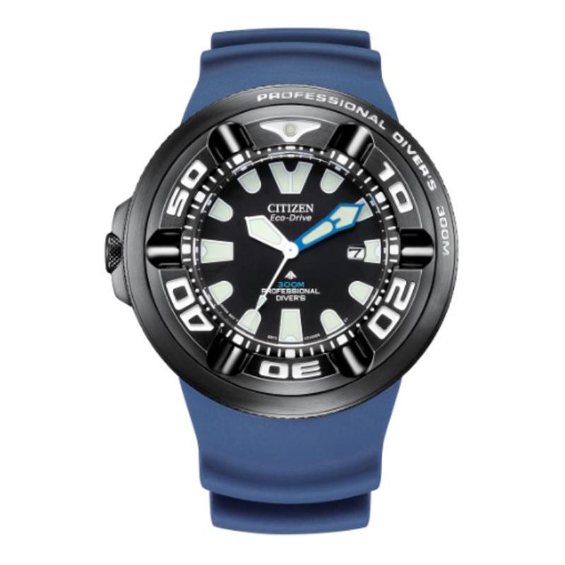 

CITIZEN watch series 300 meters waterproof light Quartz rubber strap 48.2mm men s watch black dial BJ8055-04E чорний