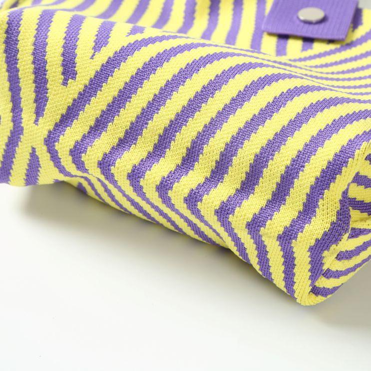 WTEMPO Simple Striped Niche Design Knitted Single-shoulder Tote Bags Women's Commuting Bucket Bags Large Capacity Versatile Bags