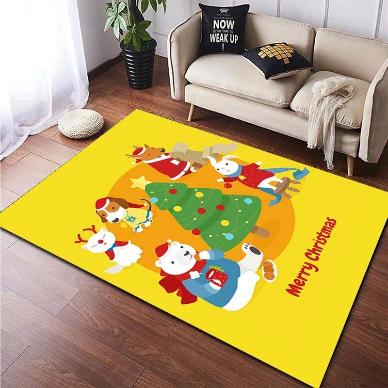 Weihnachten HD-bedruckter großer Teppich, Teppich für Wohnzimmer, Schlafzimmer, Sofa-Dekoration, rutschfeste Fußmatten, Dropshipping Alfombras