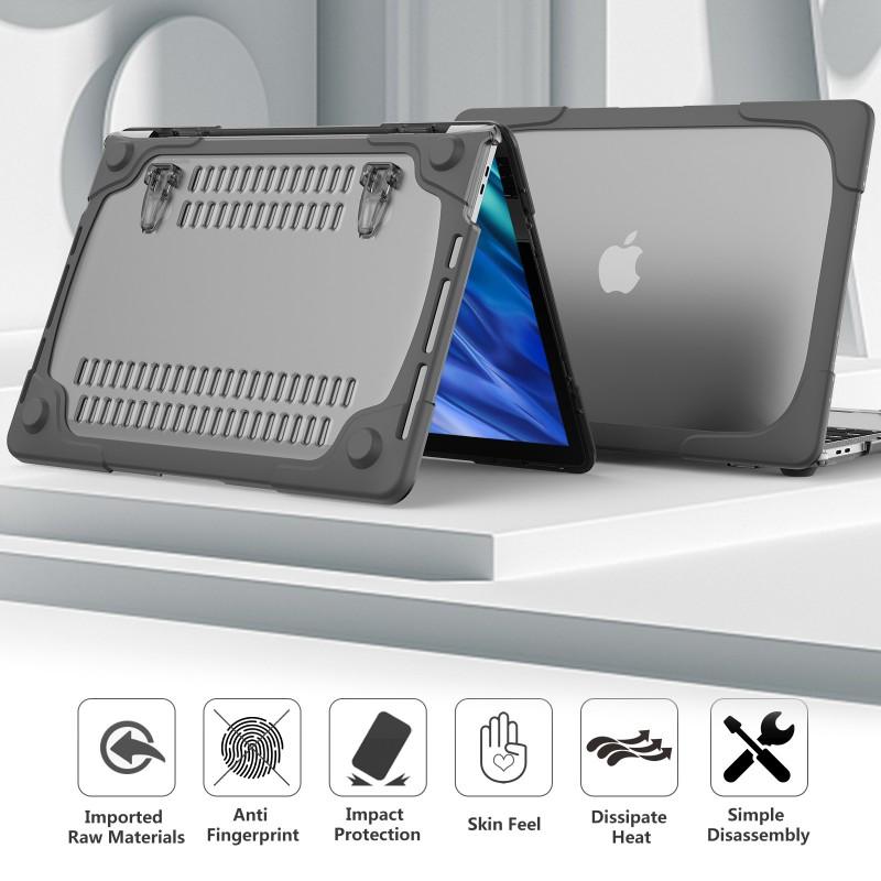 MacBook Air 13 Pro 15 16 Protective Case With Cooling Stand Anti-Slip Matte PC Shell